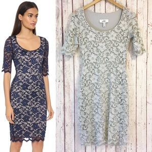 BELLE BADGLEY MISCHKA gray lace dress women’s 4